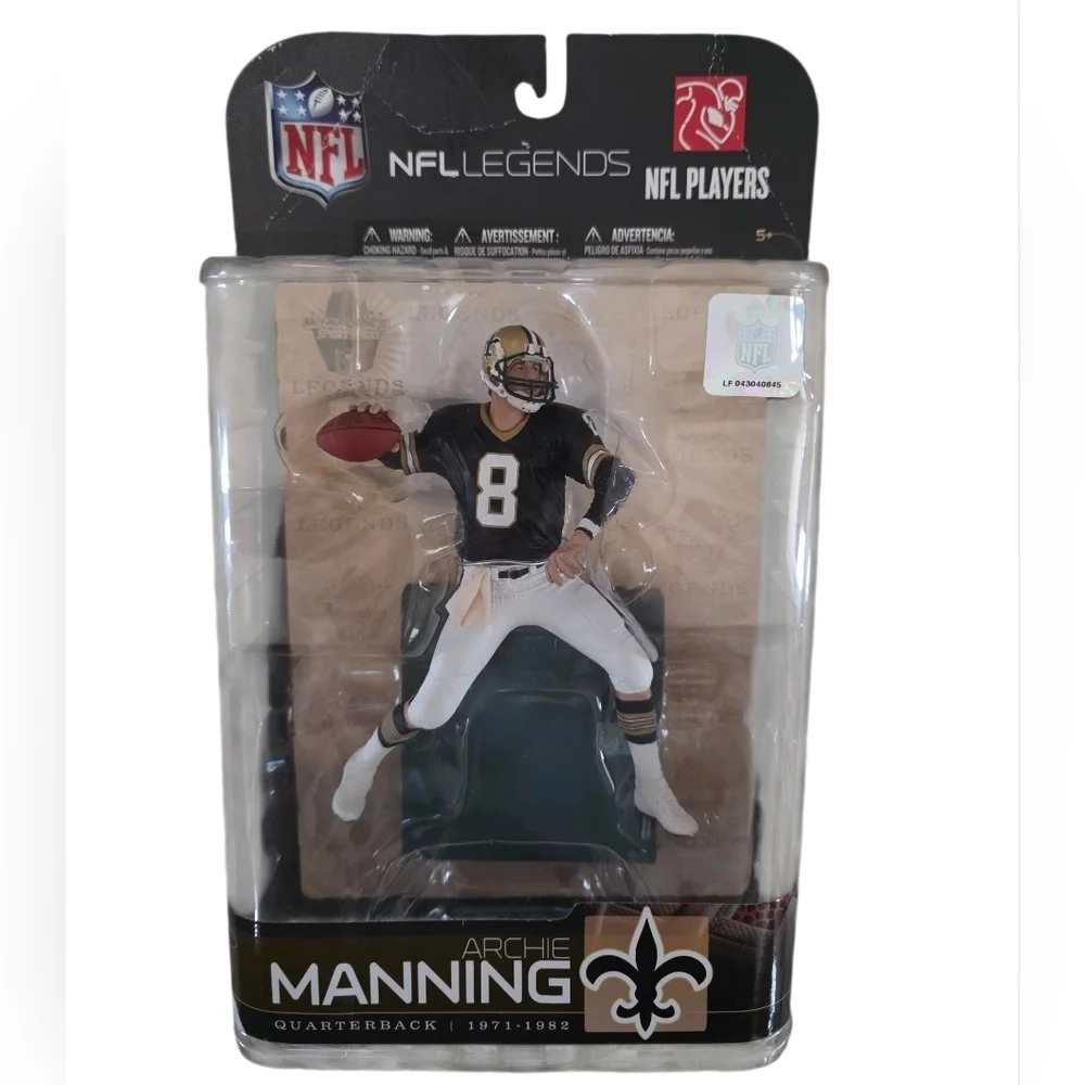 2009 Mcfarlane NFL Legends Archie Manning New Orleans Saints Action Figure NEW